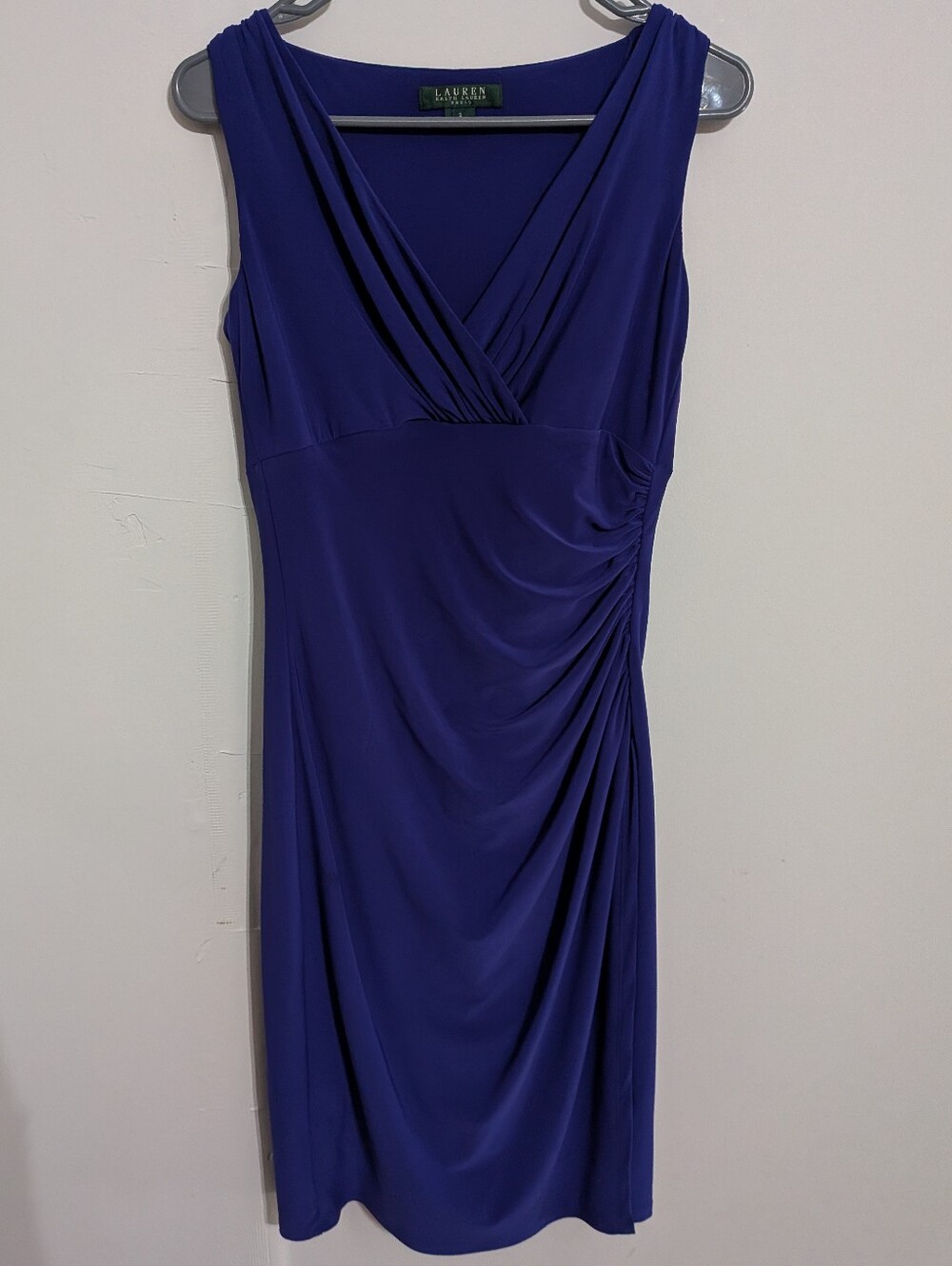 Lauren Ralph Lauren Sleeveless V-Neck Midi Dress in Royal Blue